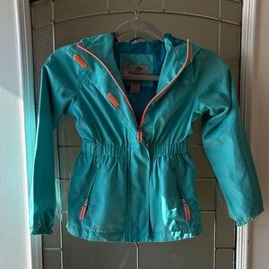 Champion Teal Hooded Jacket with Orange Accents